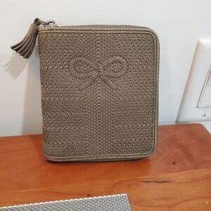 Anya Hindmarch Olive Green Quilted Wallet with Tassel